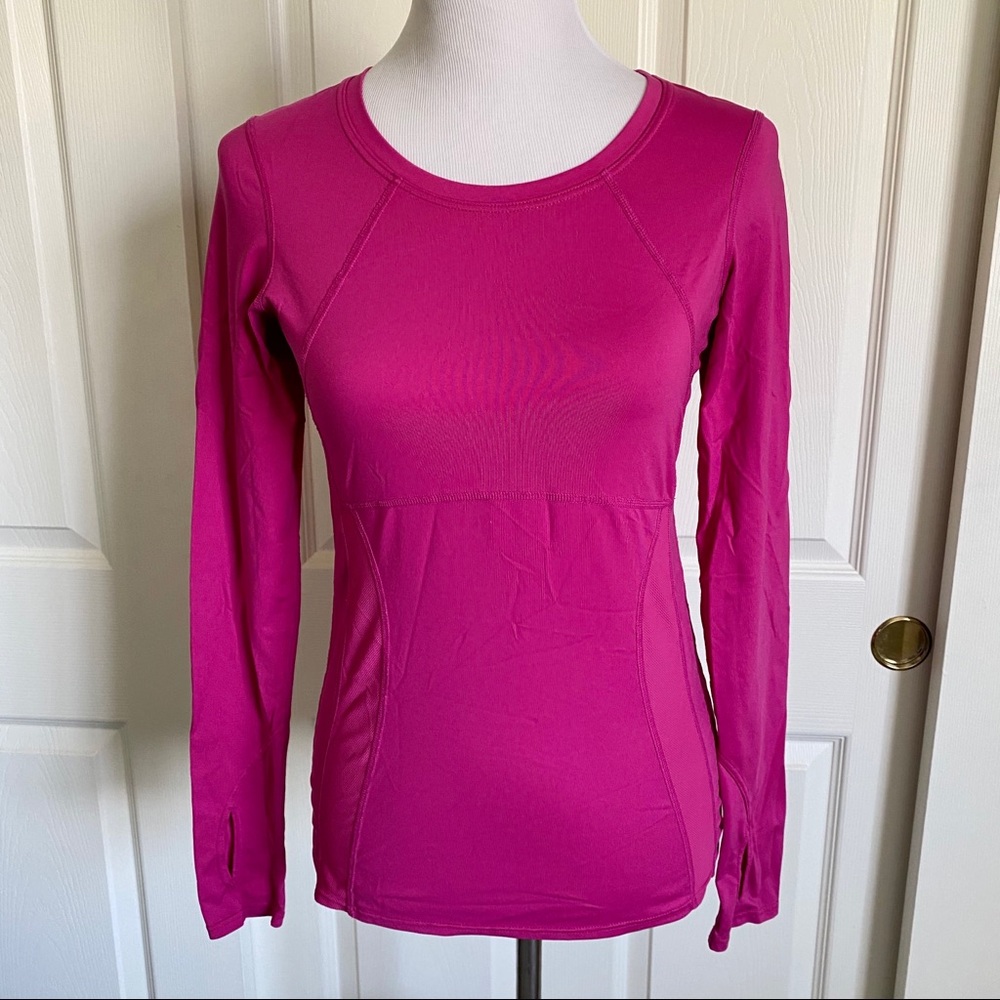 Lucy Activewear‎ Magenta Fuchsia Running Long Sleeve Thumbhole Athletic Top Sz S